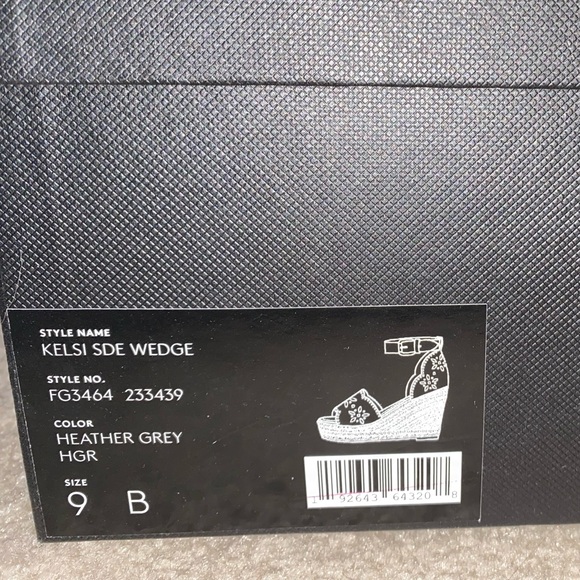 COACH Kelsi Wedge Espadrille Sandals Heathered Gray Suede Studded Size 9 NIB - Picture 14 of 14